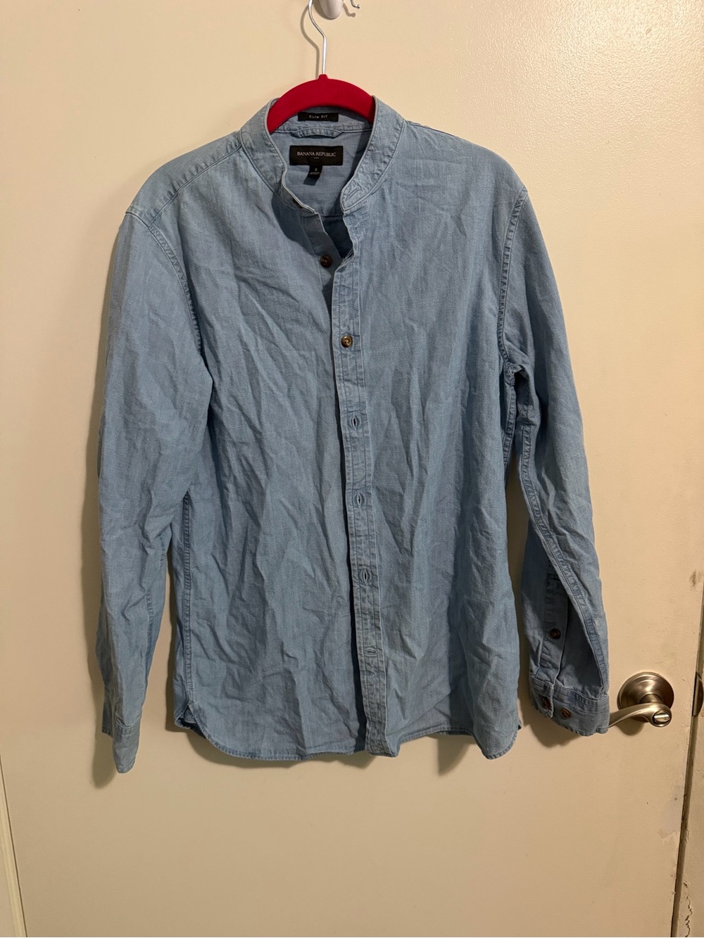 Banana Republic Light Blue Band Collar Button-Down Shirt